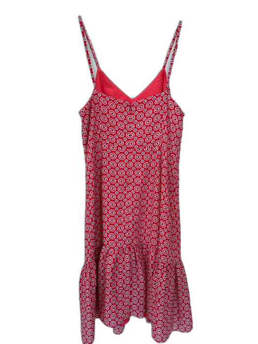 J. Crew Size 2 Red & White Polyester Spaghetti Strap Circles Drop Waist Dress Red & White / 2