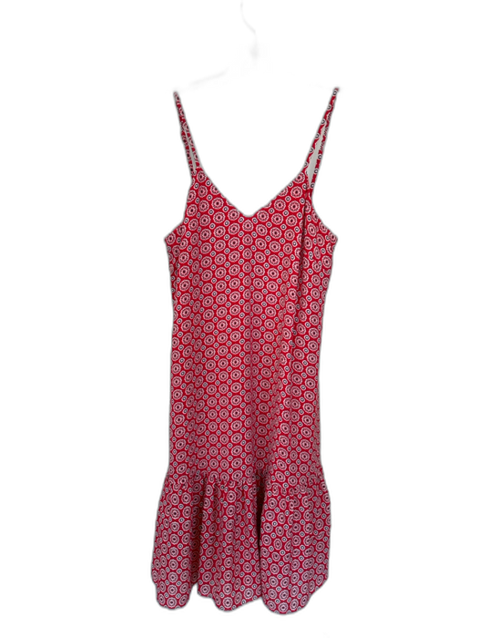 J. Crew Size 2 Red & White Polyester Spaghetti Strap Circles Drop Waist Dress Red & White / 2