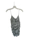 Zara Size S Silver Polyester Ruched Mini Spaghetti Strap Zipper Dress Silver / S
