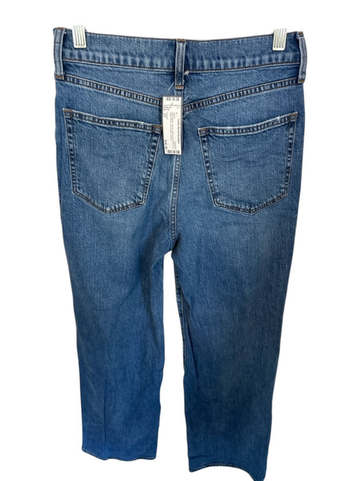 J Crew Size 27 Dark Wash Denim Wide Leg Button Up High Waist Full Length Jeans Dark Wash / 27