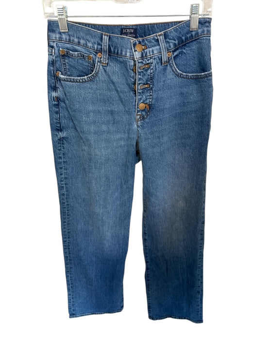 J Crew Size 27 Dark Wash Denim Wide Leg Button Up High Waist Full Length Jeans Dark Wash / 27