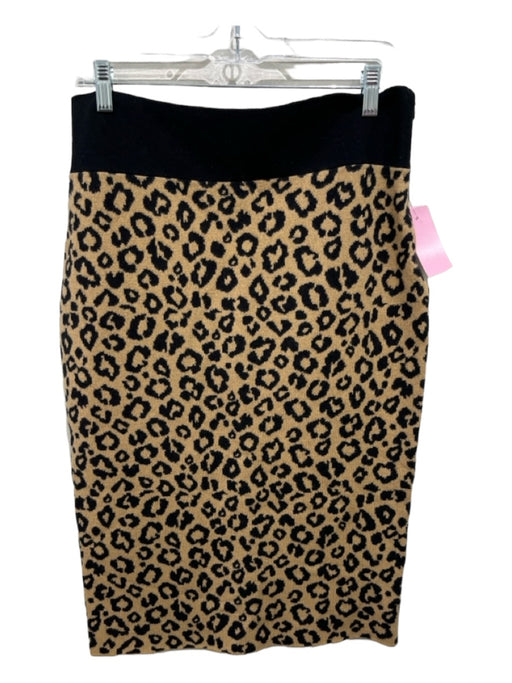 Veronica Beard Size XL Brown & Black Wool Blend Cheetah Side Zip Skirt Brown & Black / XL