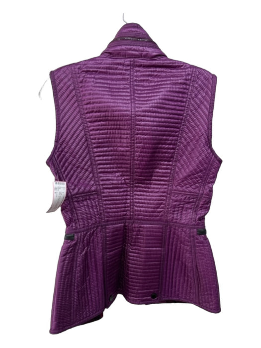 Burberry Size 6 Purple Viscose Quilted High Neck Zip Front Plaid Interior Vest Purple / 6