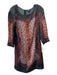 Just Cavalli Size 44 Black Purple & Gold Silk Round Neck Long Sleeve Dress Black Purple & Gold / 44