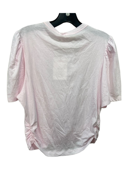 A.L.C. Size XL Pink Cotton Round Neck Tie Hem Puff Short Sleeve Top Pink / XL
