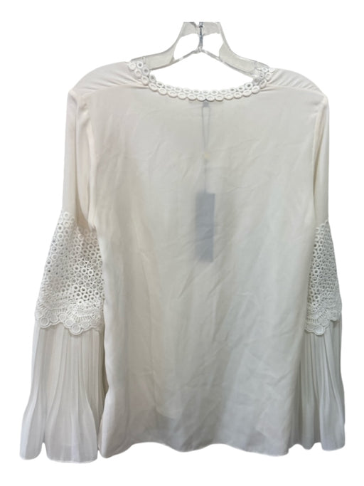 Kobi Halperin Size S White Silk V Neck Long Sleeve Crochet detail Top White / S