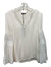 Kobi Halperin Size S White Silk V Neck Long Sleeve Crochet detail Top White / S