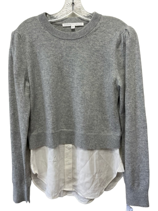 Veronica Beard Size L Gray & White Cashmere layered Long Sleeve Top Gray & White / L
