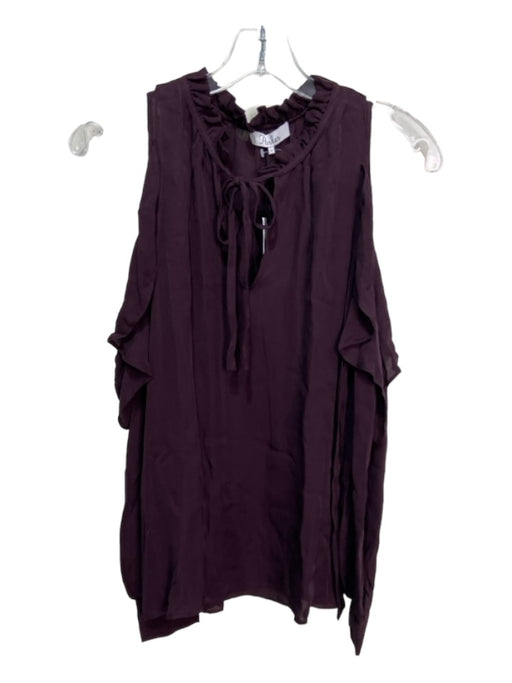 Parker Size S Purple Silk Cold Shoulder Long Sleeve Ruffle Top Purple / S
