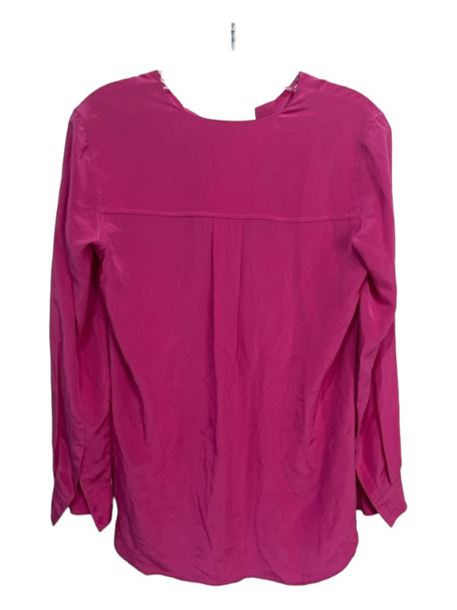 Vince Size 2 Pink Silk round split neck Long Sleeve 1/4 Button Top Pink / 2