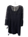 Nanette Lepore Size 2 Black Cotton Eyelet Overlay Long Flare Sleeve Dress Black / 2