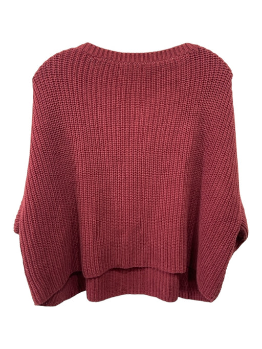 Free People Size S Burnt Red Cotton Knit Round Neck 1/2 sleeve Top Burnt Red / S