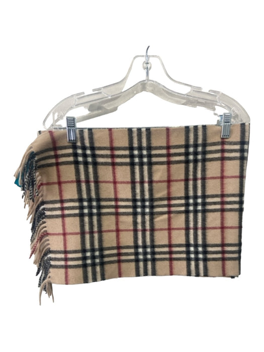 Burberry Beige, Black, Red Wool & Cashmere Novacheck Plaid Fringe scarf Beige, Black, Red