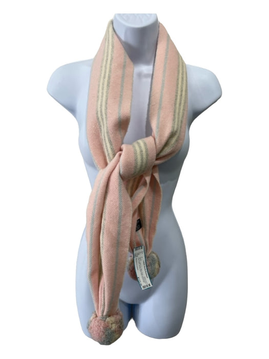 Burberry London Light Pink, Blue, Gray Lambswool Pom Pom Novacheck Plaid scarf Light Pink, Blue, Gray