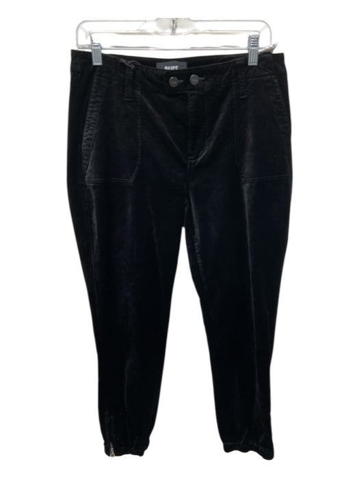 Paige Size 29 Black Cotton Blend Velvet Mid Rise Zip Ankle Pants Black / 29