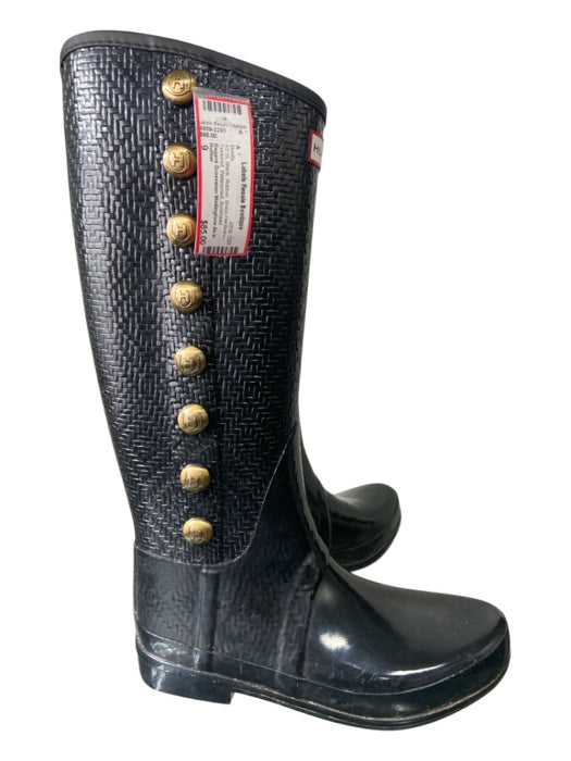 Hunter Shoe Size 9 Black Rubber Brass Hardware Textured Waterproof Boots Black / 9