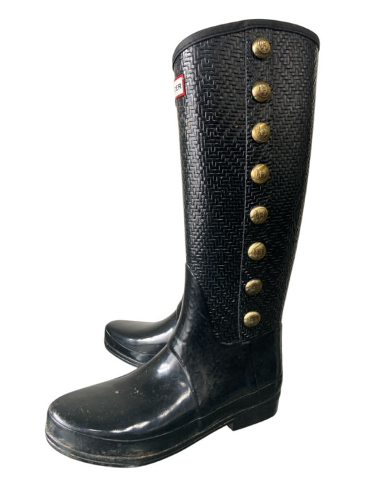 Hunter Shoe Size 9 Black Rubber Brass Hardware Textured Waterproof Boots Black / 9