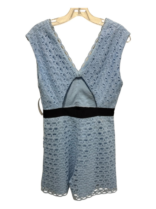 Sandro Size Medium Light Blue & Black Viscose Blend Sleeveless Split Neck Romper Light Blue & Black / Medium