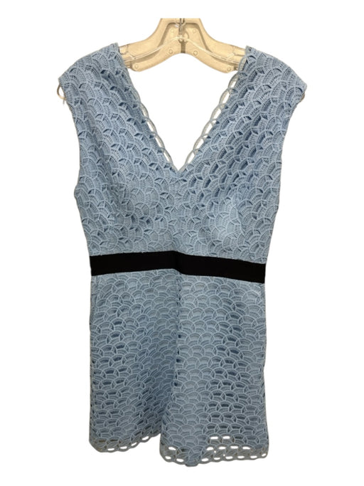 Sandro Size Medium Light Blue & Black Viscose Blend Sleeveless Split Neck Romper Light Blue & Black / Medium