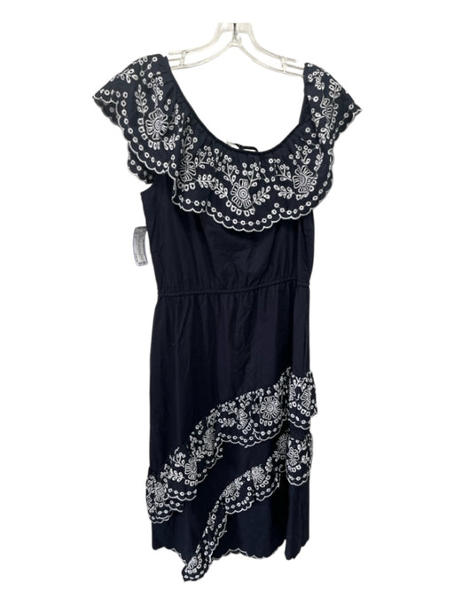 Sea New York Size 6 Navy & white Cotton Ruffle Cap Sleeve Floral Eyelet Dress Navy & white / 6