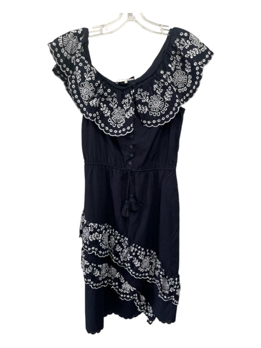 Sea New York Size 6 Navy & white Cotton Ruffle Cap Sleeve Floral Eyelet Dress Navy & white / 6
