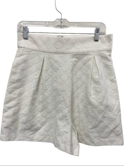 ML Monique Lhuillier Size 8 White Cotton Blend High Waist Circles Shorts White / 8