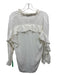Sandro Size 1 Ivory Silk Long Sleeve V Neck Ruffle Neckline Top Ivory / 1