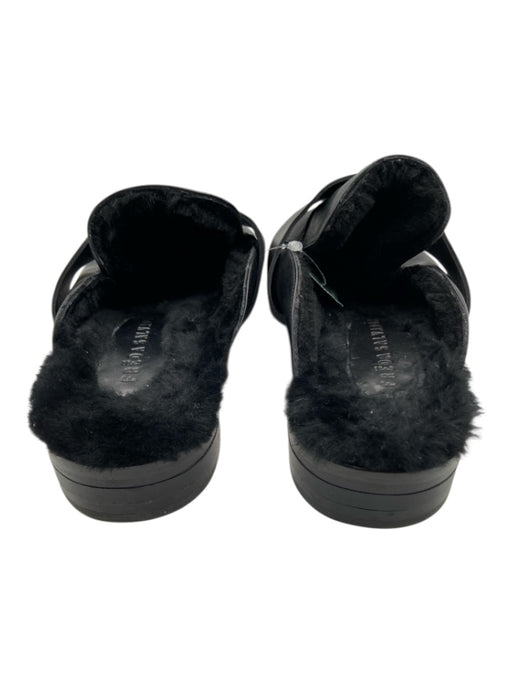 freda salvador Shoe Size 10 Black Leather Shearling Pointed Almond Toe Mules Black / 10