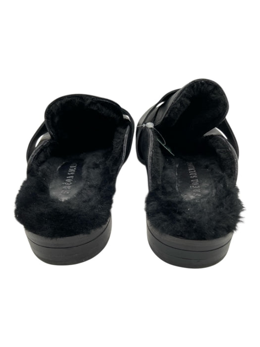 freda salvador Shoe Size 10 Black Leather Shearling Pointed Almond Toe Mules Black / 10