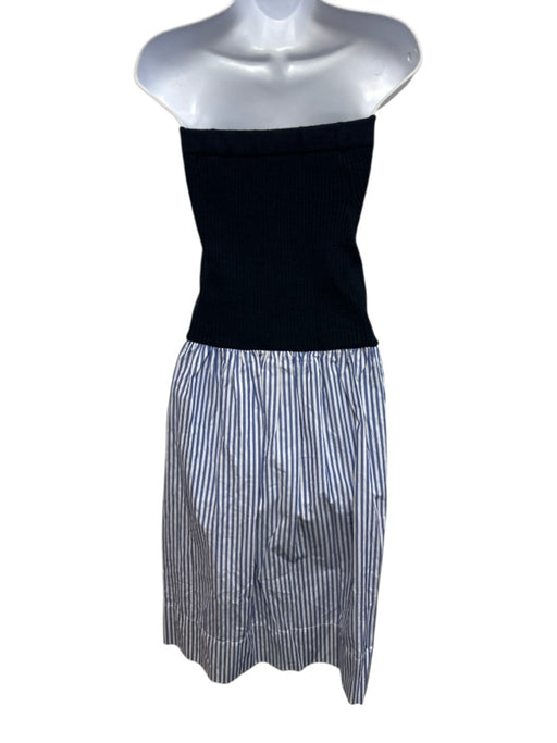 Staud Size M Navy, White & Blue Merino Wool Cotton Rib Knit Side Button Skirt Navy, White & Blue / M
