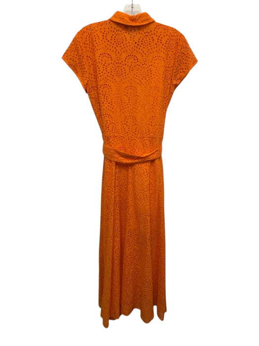 Robert Graham Size 6 Orange Cotton Short Sleeve Eyelet Button Up & Collar Dress Orange / 6