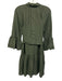 Derek Lam Size 6 Olive Green Viscose Blend Long Flare Sleeve Drop Waist Dress Olive Green / 6