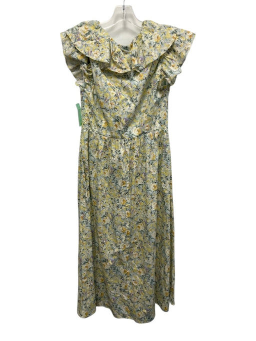 House of CB Size S Light Blue, Orange & Multi Cotton Tiered Short Sleeve Dress Light Blue, Orange & Multi / S