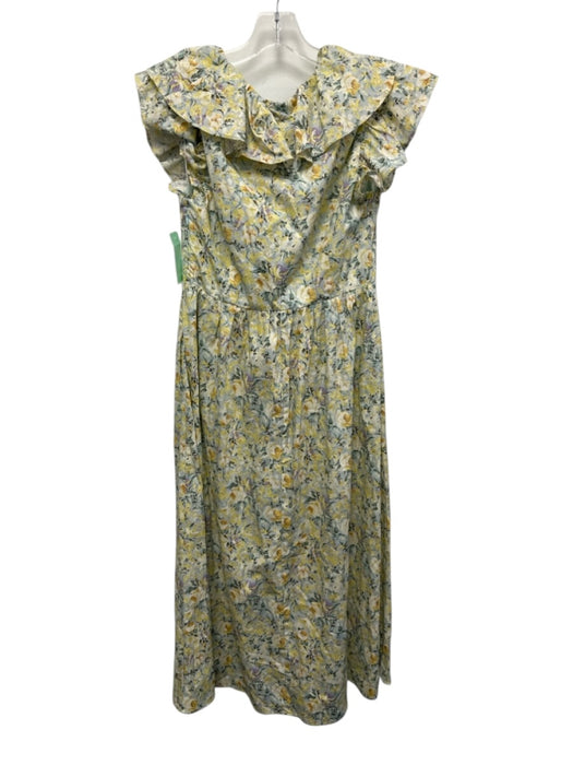 House of CB Size S Light Blue, Orange & Multi Cotton Tiered Short Sleeve Dress Light Blue, Orange & Multi / S