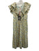 House of CB Size S Light Blue, Orange & Multi Cotton Tiered Short Sleeve Dress Light Blue, Orange & Multi / S
