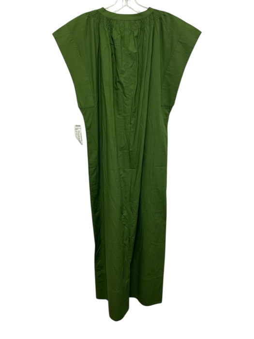 A Piece Apart Size 8 Hunter Green Cotton Cap Sleeve Stitch Detail Maxi Dress Hunter Green / 8