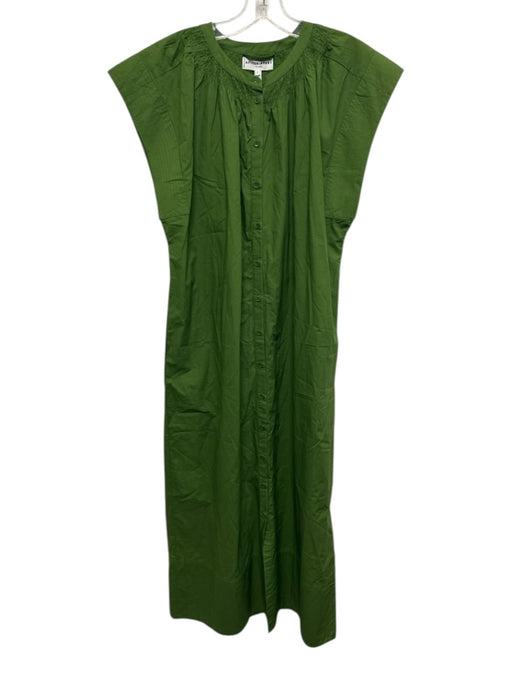 A Piece Apart Size 8 Hunter Green Cotton Cap Sleeve Stitch Detail Maxi Dress Hunter Green / 8