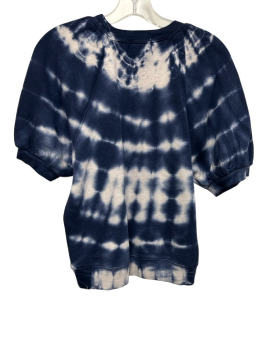 Ulla Johnson Size M Blue & White Cotton Blend Short Sleeve Tie Dye Sweater Blue & White / M