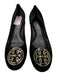 Tory Burch Shoe Size 9.5 Black & Gold Suede Round Toe Circle Logo Flats Black & Gold / 9.5