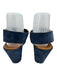 Pedro Garcia Shoe Size 40 Blue Suede Criss Cross Square Toe Wedge Sandals Blue / 40