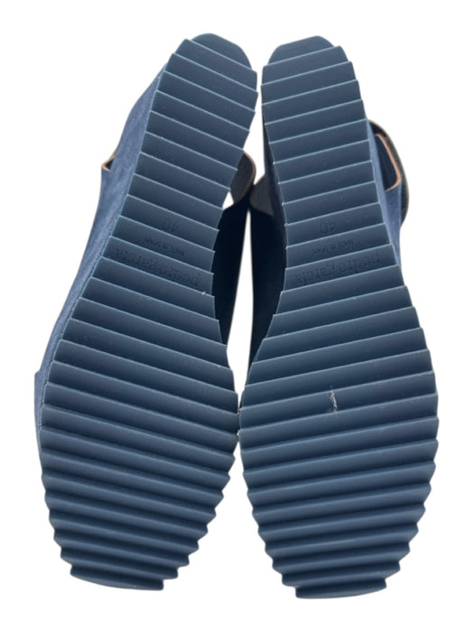 Pedro Garcia Shoe Size 40 Blue Suede Criss Cross Square Toe Wedge Sandals Blue / 40