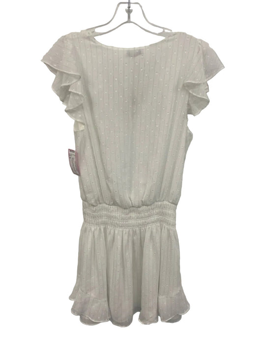 Ramy Brook Size M White Polyester Shirred Waist Pinstripe V Neck Dress