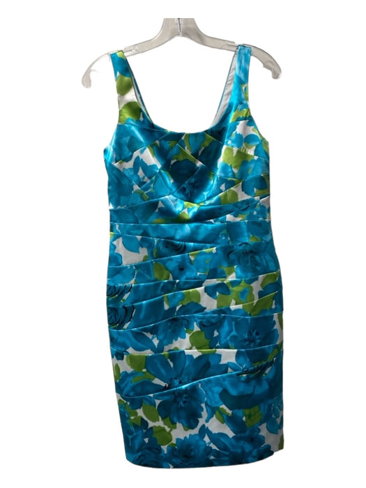 Joseph Ribkoff Size 6 White, Blue & Green Polyester Sleeveless Round Neck Dress White, Blue & Green / 6