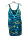 Joseph Ribkoff Size 6 White, Blue & Green Polyester Sleeveless Round Neck Dress White, Blue & Green / 6