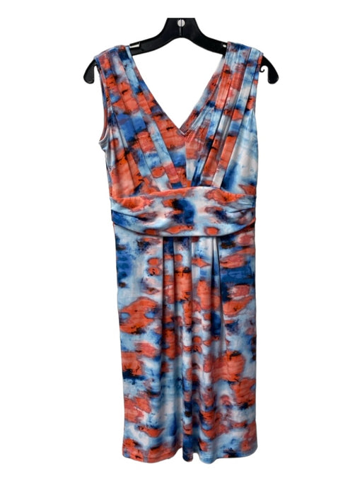 Simply Vera Size S Blue, Red & Multi Polyester V Neck Abstract Midi Dress Blue, Red & Multi / S