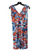 Simply Vera Size S Blue, Red & Multi Polyester V Neck Abstract Midi Dress Blue, Red & Multi / S