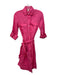 Magaschoni Size XS Pink Linen Long Sleeve Solid Buttons Collar Dress Pink / XS