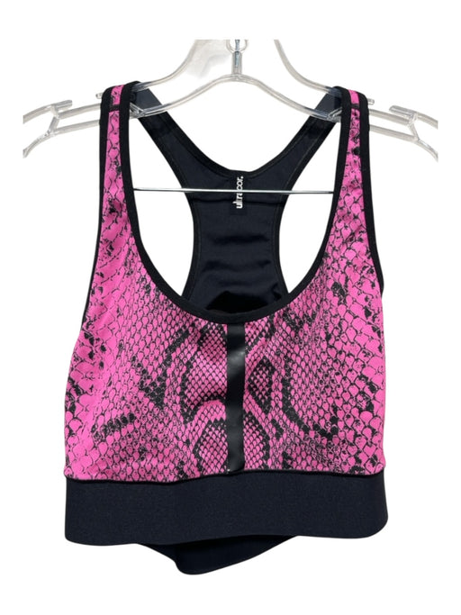 Ultra Cor Size Large Pink & Black Polyester Blend Snake Bra Top Pant Set Pink & Black / Large