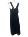 Prada Size 38 Black Polyester Pleated Tie Shoulder Drape Detail Side Zip Dress Black / 38