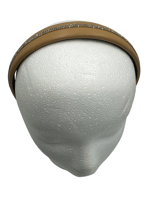 Alexandre De Paris Taupe Faux Leather Rhinestone Detail Dust bag incl. Headband Taupe